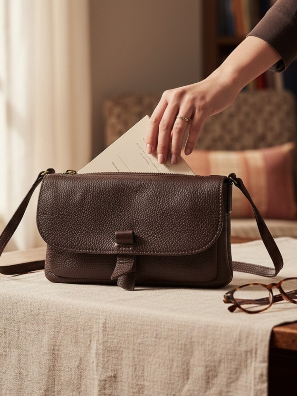 Lucky Brand bordeaux pebbled leather wallet crossbody